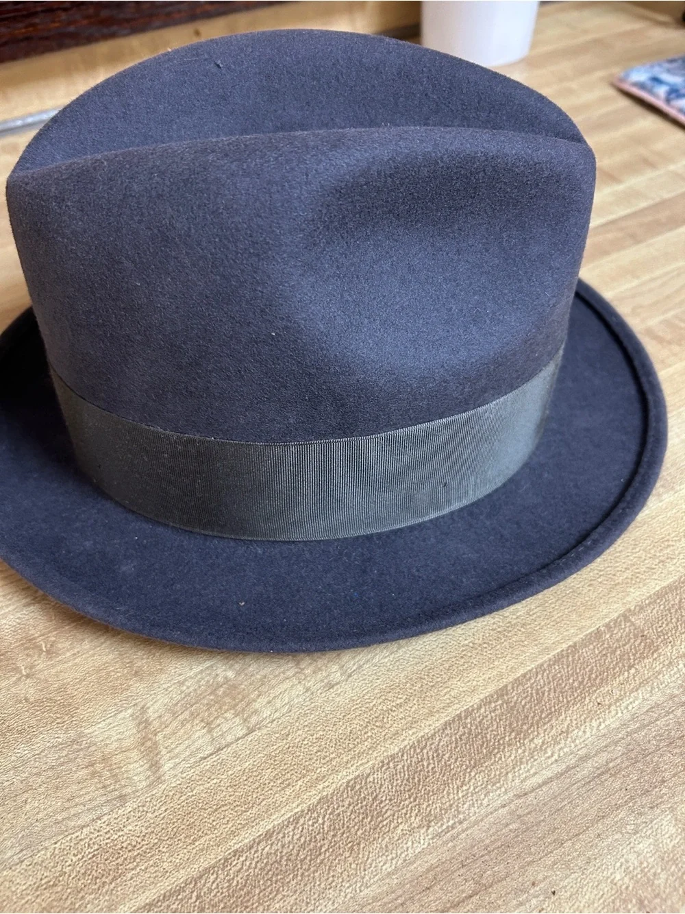 Vintage Men's 100% Wool Fedora Hat with Red Feather Accent Size 7 by Dorfman